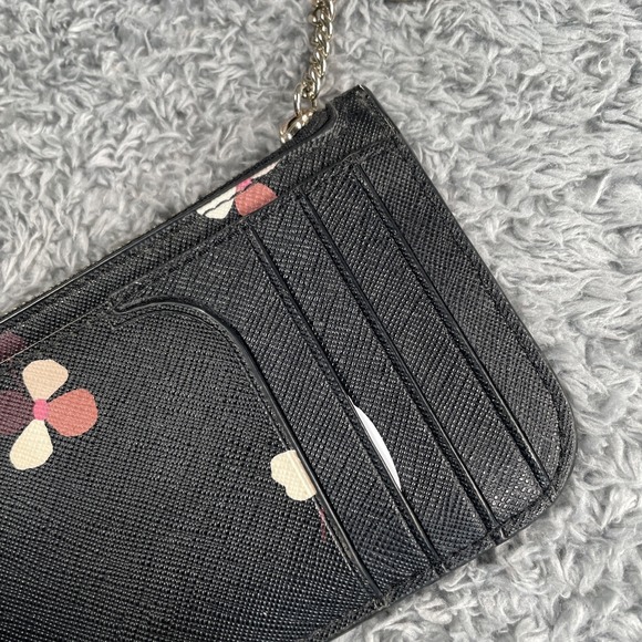 Kate Spade Floral l-zip Card Holder Dusk Buds W/ Keychain Small Wallet - Picture 8 of 16